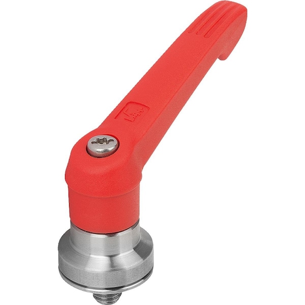 Adjustable Handle W Clamp Force Intensif Size:2 M08X10, Plastic Red Ral3020, Comp:Stainless Steel